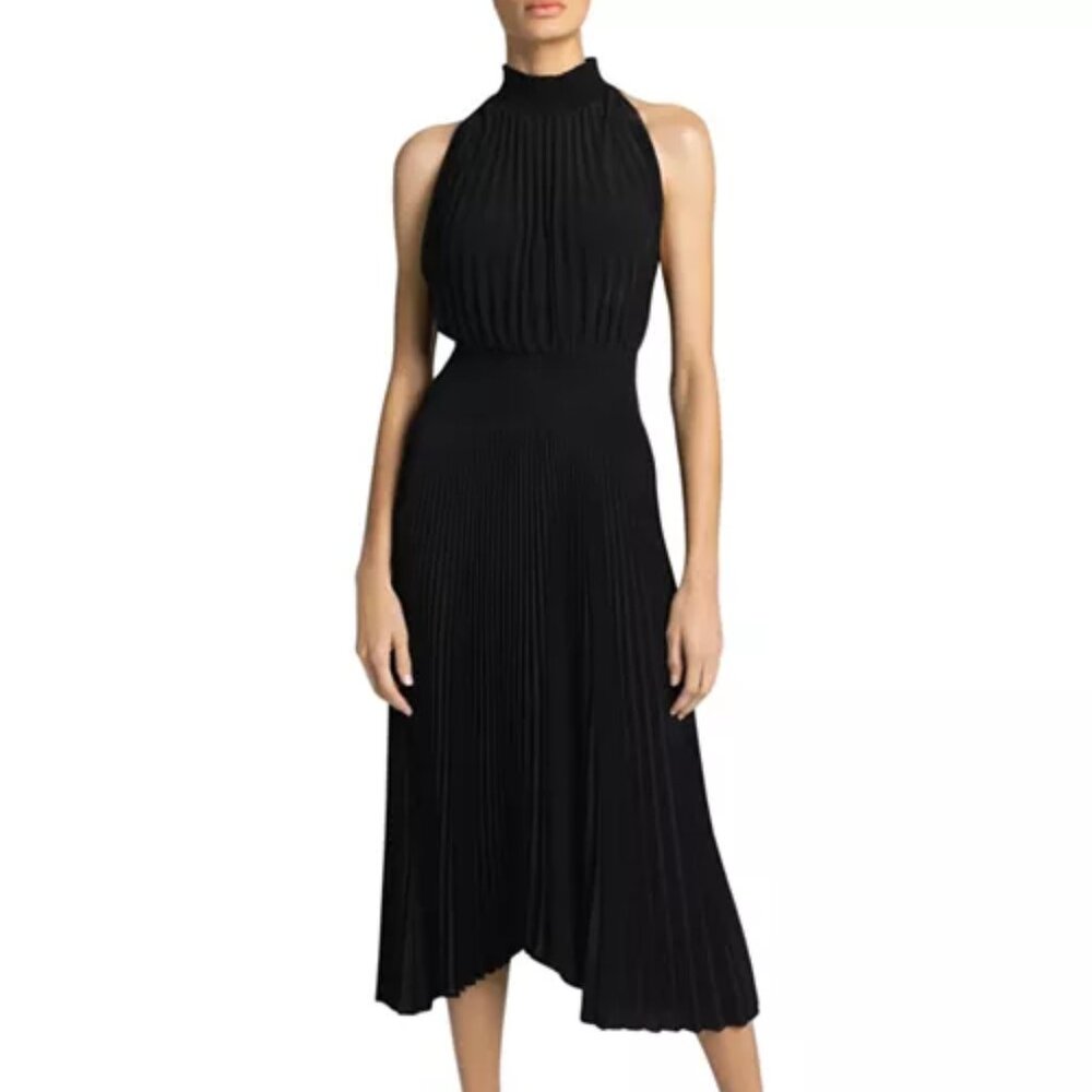 ALC Renzo Pleated Midi Dress - Black | Size 10